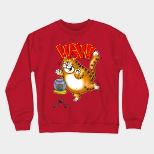 Wow! Fish Bowl! Excited Cat Crewneck Sweatshirt